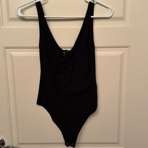 Topshop black lace up bodysuit
